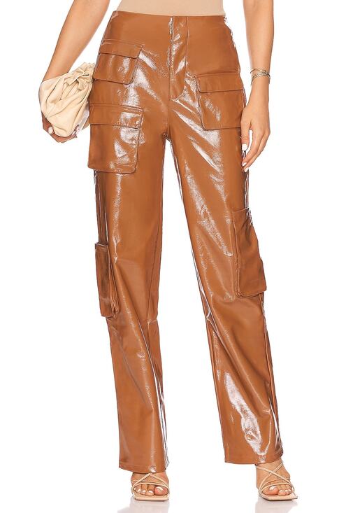 AFRM Pants - Afrm Coated Brown Sigmund Cargo Pants Size 26